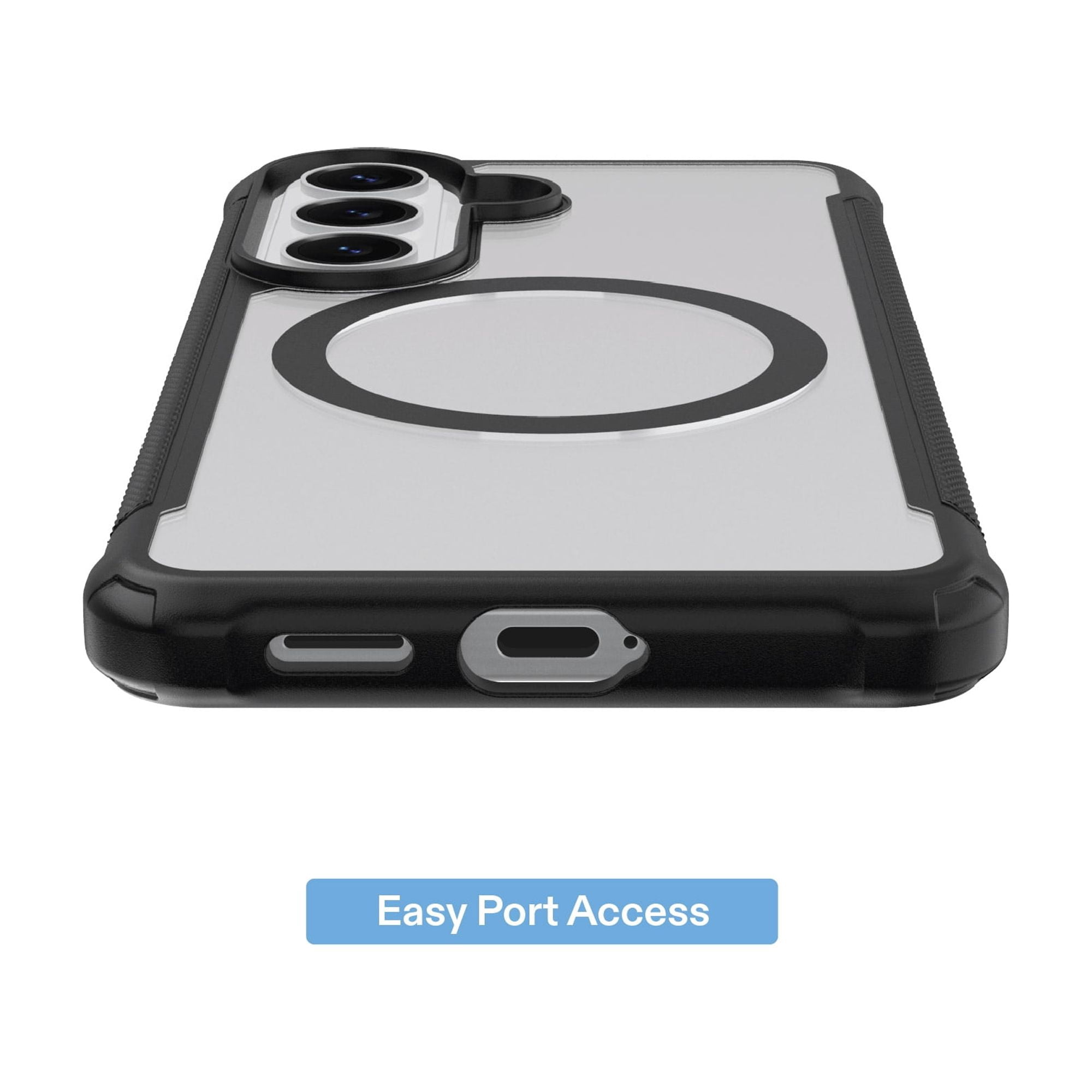 onn Magnetic Compatible Dual-Layer Phone Case for Samsung Galaxy S26 - Black/Clear