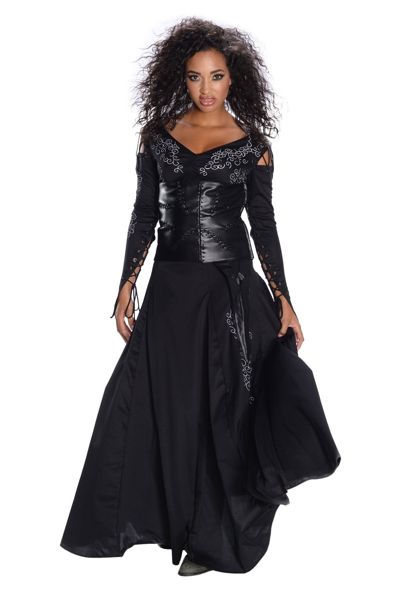 Harry Potter Bellatrix LeStrange Black Dress Cosplay Party Event Costume Show 