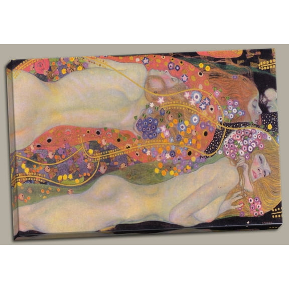Gustav Klimt's Water Serpents Fine Art; One 18x12in Hand-Stretched Canvas