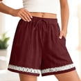 thumbnail image 6 of SBYOJLPB Women's Linen Short Pants Hollowed Out Lace Elastic Waist Drawstring Shorts and Trousers, 6 of 9
