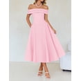 thumbnail image 3 of Vestido de cóctel ZESICA con hombros descubiertos y manga corta rosa, talla L, 3 of 8