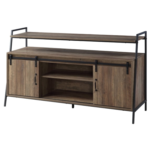 ACME Rashawn TV stand in Rustic Oak and Black Finish