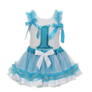 Little Girls White Blue Birthday Number Shirt 2 Pc Tutu Skirt Set 12M-5
