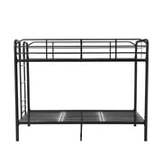 Your Zone Kids Metal Twin over Twin Quad Bunk Bed with Ladder and Guardrails, Black
