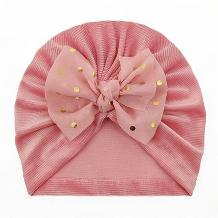 

TOWED22 Hat Baby Polka Dot Boys Cap Toddler Girls Bowknot Elastics Turban Baby Care Boys Toboggan Hat H
