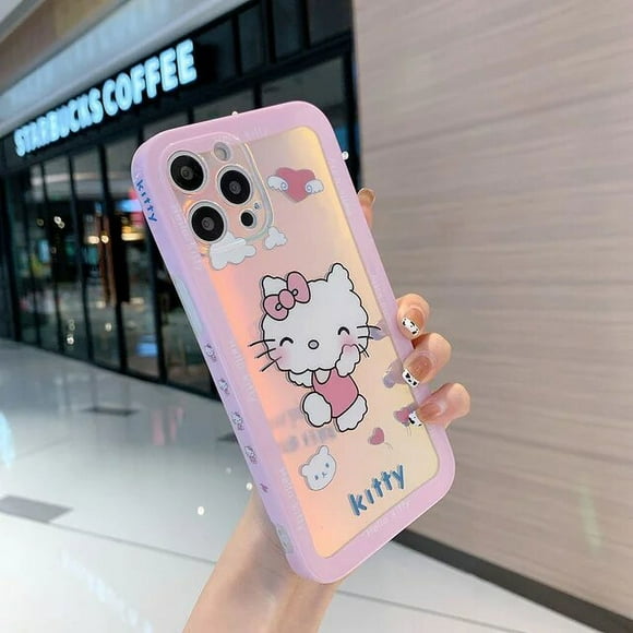 Sanrio Hello Kitty Cat Mignon Dessin Animé Laser Iphone Cas pour Iphone 13 12 11 Pro Max 7 8 Plus XR XS Max Couverture Silicone Cas Y2k