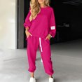 thumbnail image 2 of Hogleaql Womens Sweatsuit 2 Piece Set Long Sleeve Lounge Drawstring Sweatshirt Wide Leg Sweatpants Solid Color Loose Fit Outfits Fashion Winter Tracksuit with Pockets 2025 Dark Green 3XL, 2 of 4