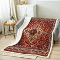 thumbnail image 2 of Oriental Medallion Sherpa Blanket Persian Floral Blanket, Vintage Paisley Throw Blanket for Chair Retro Rustic Farmhouse Fleece Blanket Twin Size, Hippie Flower Plush Blanket, 2 of 6