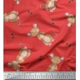 thumbnail image 1 of Soimoi Orange polyester Crepe Fabric Footprints & Mouse Kids Decor Fabric Printed Yard 52 Inch Wide, 1 of 5