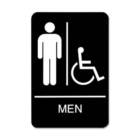 6 x 9 in. Men Wheelchair Accessible Tactile Symbol ADA Sign, Black & White