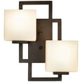 thumbnail image 5 of Possini Euro Design Modern Wall Light Sconces Set of 2 Bronze Hardwired 15 1/2" High 2-Light Fixture Square Opal Glass for Bedroom, 5 of 9