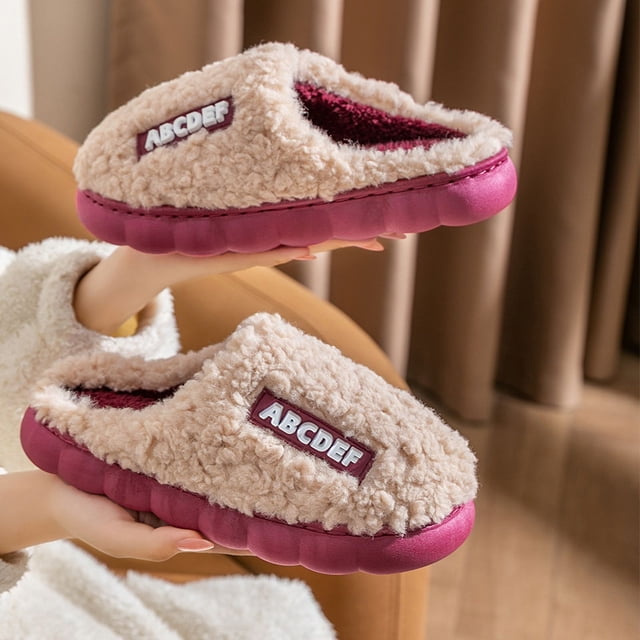 Pantuflas de algodón para parejas, para mujer, para invierno, para el hogar, antideslizantes, con suela gruesa y cálida
