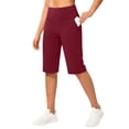 thumbnail image 6 of Capri Pants for Women High Waist Workout Yoga Shorts with Pockets Tummy Control Leggings Straight Leg Long Shorts, 2XL, 6 of 9