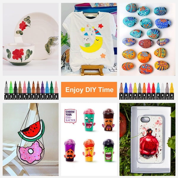 Vggrvlo 72 Colors Dual Markers Waterproof, Non-Toxic, odorless, Suitable for Paper, Pottery, Stones, Backpacks, Glass