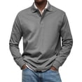 thumbnail image 2 of Men's Solid Color Casual Button Down Lapel Long Sleeve Top Shirt Henley for Business Casual Office Work Daily Wear Loungewear | Ihhxva,Gray 2XL, 2 of 8