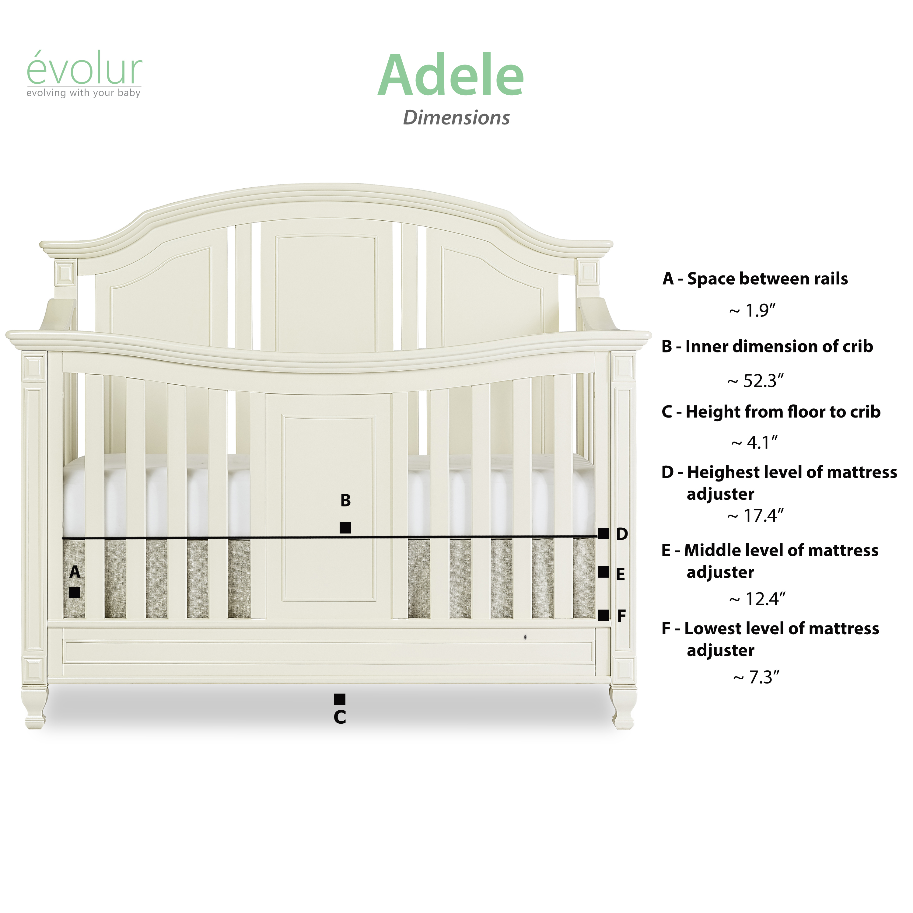 Evolur Adele 5 In 1 Convertible Crib Creme Brulee Walmart Com