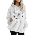 thumbnail image 2 of Vivanyn HD Womens Ghost&Cat Print Pullover Hoodie Oversized Sweatshirt Plush Essentials Top,White,Size S-XXXL, 2 of 4