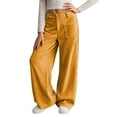 thumbnail image 2 of Floleo Girls Corduroy Pants Casual Straight Leg Loose Suitable Comfortable Playwear with Pocket for Outdoor Activities Special Occasion and Everyday Wear Ages 7 To 16 Years(Yellow,7 Years), 2 of 9