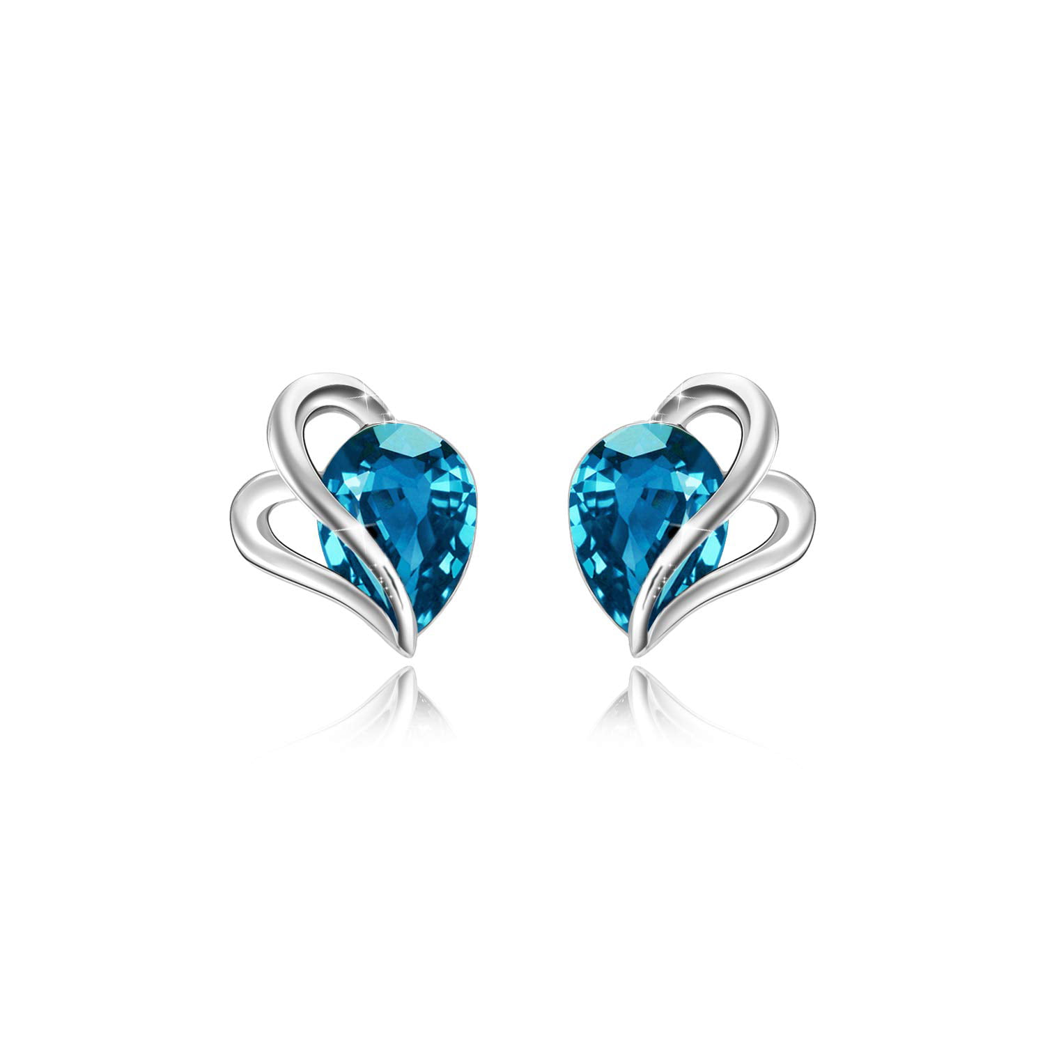 Blue Crystal Studs 12mm Denim Blue Rivoli Rhinestone Earrings Handcrafted with Sparkling Crystals