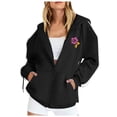 thumbnail image 3 of UngA Womens Zip Up Hoodies Long Sleeve Fall Lightweight Hooded Sweatshirt Oversized Fleece Jacket With Pockets Black,XXL, 3 of 5