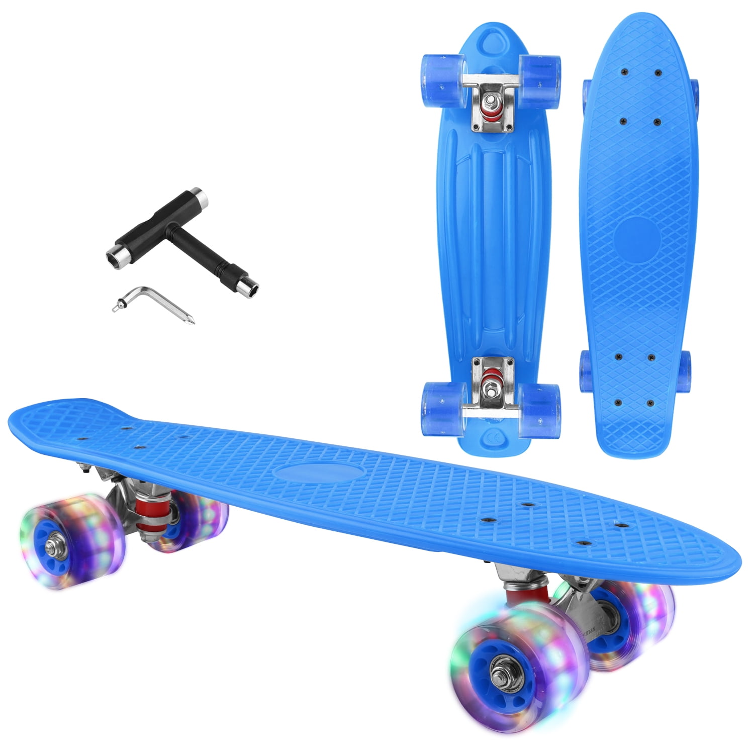 with MACH1® ABEC-11 High Speed bearings/Wheels 59x45mm 82A FunTomia Mini-Board Skateboard Retro Cruiser 22,5 INCH 57cm with or without LED Wheels