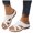 White, variant on Women's Breathable Wedge Sandals Soft Leather Open Toe Slip On Summer Slippers Arch Support Non Slip Platform Sandal Black Size 8