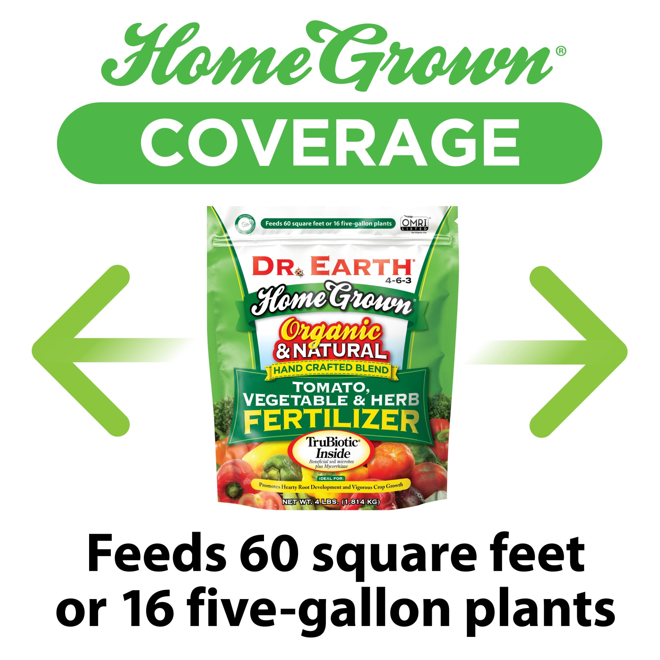 Dr. Earth Organic & Natural Home Grown Tomato and Vegetable Food, 4-6-3 Fertilizer, 4 lb.