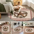 thumbnail image 5 of Round Rugs 5Ft, Western Texas Star Vintage Round Area Rug Washable Indoor Throw Carpet, Rustic Wreath Red Beige Plaid Soft Non Slip Circle Rug for Cabinet Bathroom Home Decor Aesthetic, 5 of 8