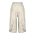 thumbnail image 5 of Wycnly Capris for Women Womens Loose Cropped Pants Casual Solid Elastci Waist Straight Leg Crop Trousers Vintage Cotton Linen Pants with Pockets, 5 of 5