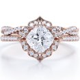 thumbnail image 1 of JeenMata Anillo Nupcial con Pavé Infinito de Moissanita de Talla Cojín de 1,75 Quilates y Racimo de Flores Engastado en Plata, 1 of 6