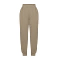 thumbnail image 4 of Bcresic Women High Waist Sweatpants with Pockets no String Casual Solid Color Cinch Bottom Sweatpant Trendy Lounge Joggers Pants Walkout Athletic Tapered Trouser,Khaki,Large, 4 of 6
