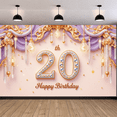 thumbnail image 5 of Floral Design Happy Birthday Banner Milestone Celebration Decorative 20th Birthday Party Backdrop for Indoor Party Outdoor Celebration Event Decor, 5 of 8