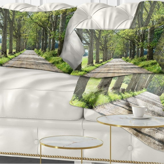 Designart Old Road through Alley - Landscape Photography Throw Pillow - 12x20