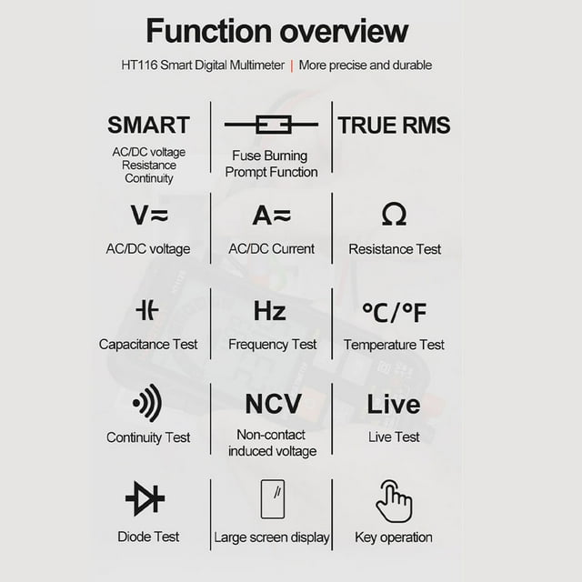 pitrice Digital Multimeter Voltage Amperometric Tool Range Ammeter Clamp Ammeter Current Test Supply Accessories Handle