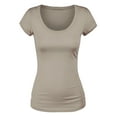 thumbnail image 3 of Essential Basic Scoop Neck Short Sleeve Tee Women Basic Tshirt - Value Pk Deal, Junior to Plus Sizes, 3 of 5