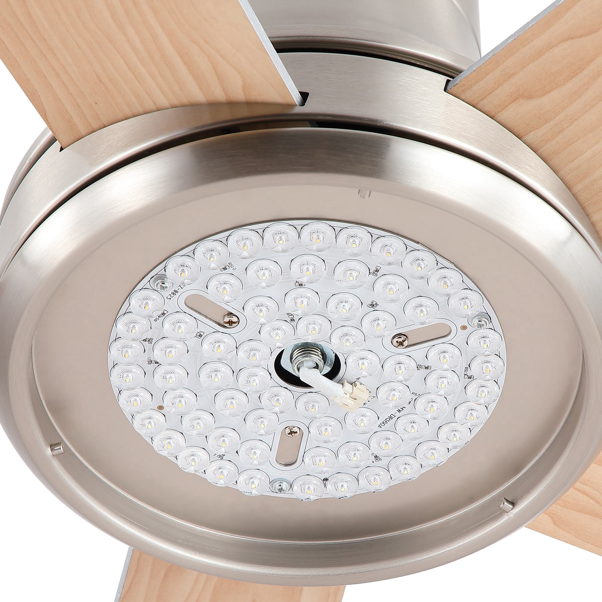 Leumius 52" Farmhouse Brushed Nickel Integrated LED Smart Ceiling Fan with DC Remote Control for Bedroom Living Room