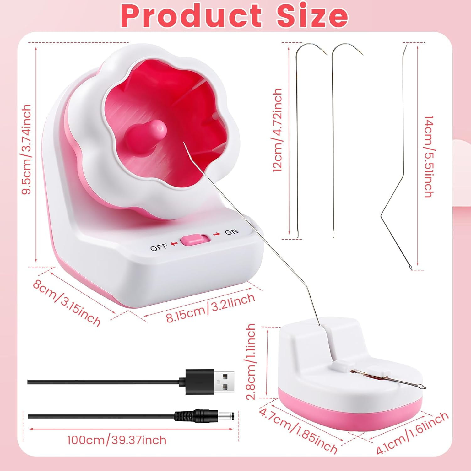 Bracelet Spinner, Electric Clay Bead Spinner for Jewelry Making with 3 Beading Needles Automatic Bracelet Maker for Bracelets Necklaces Waist Chains, Christmas Birthday Gift for Girls, Pink