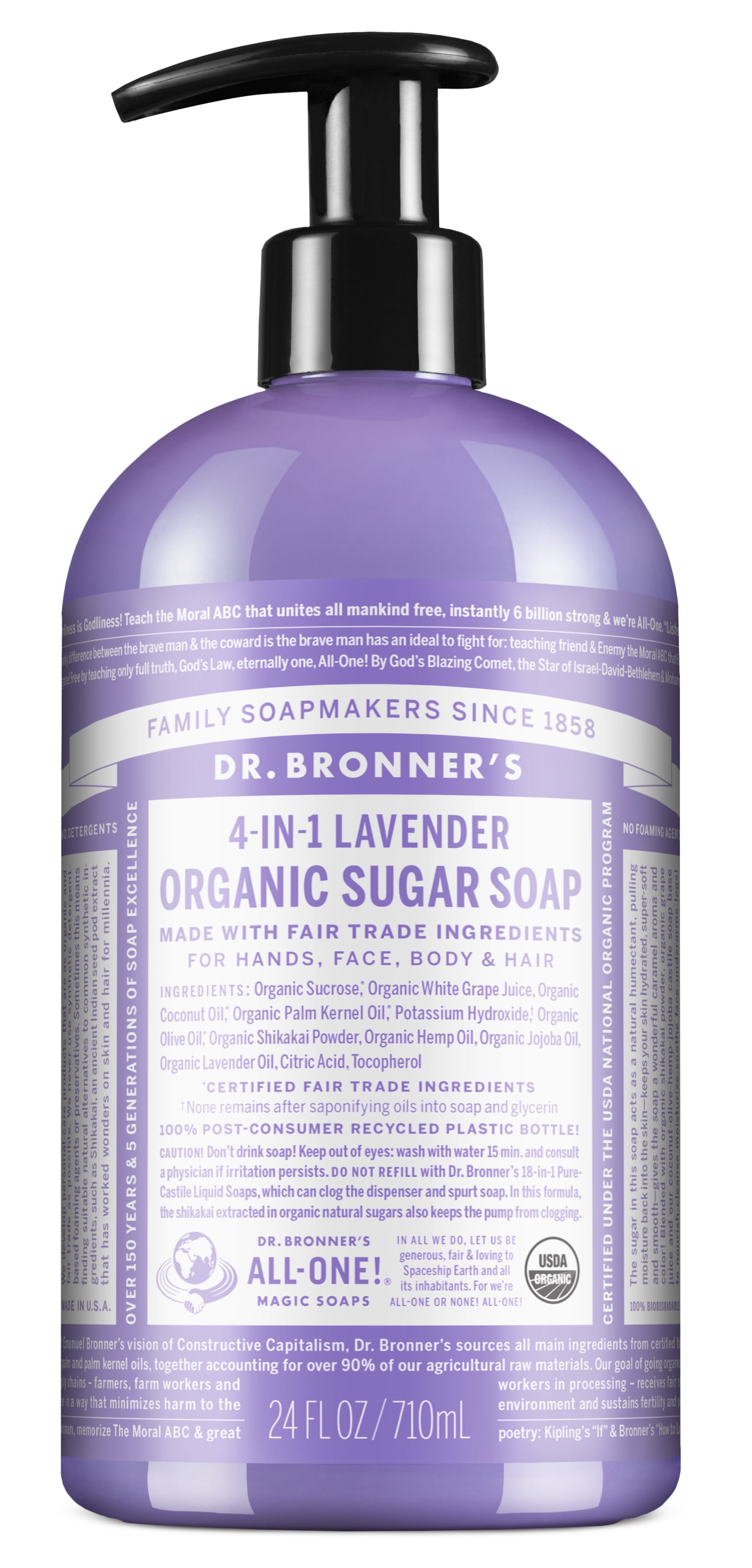 Dr. Bronner's Organic Sugar Soap  Lavender  24 oz