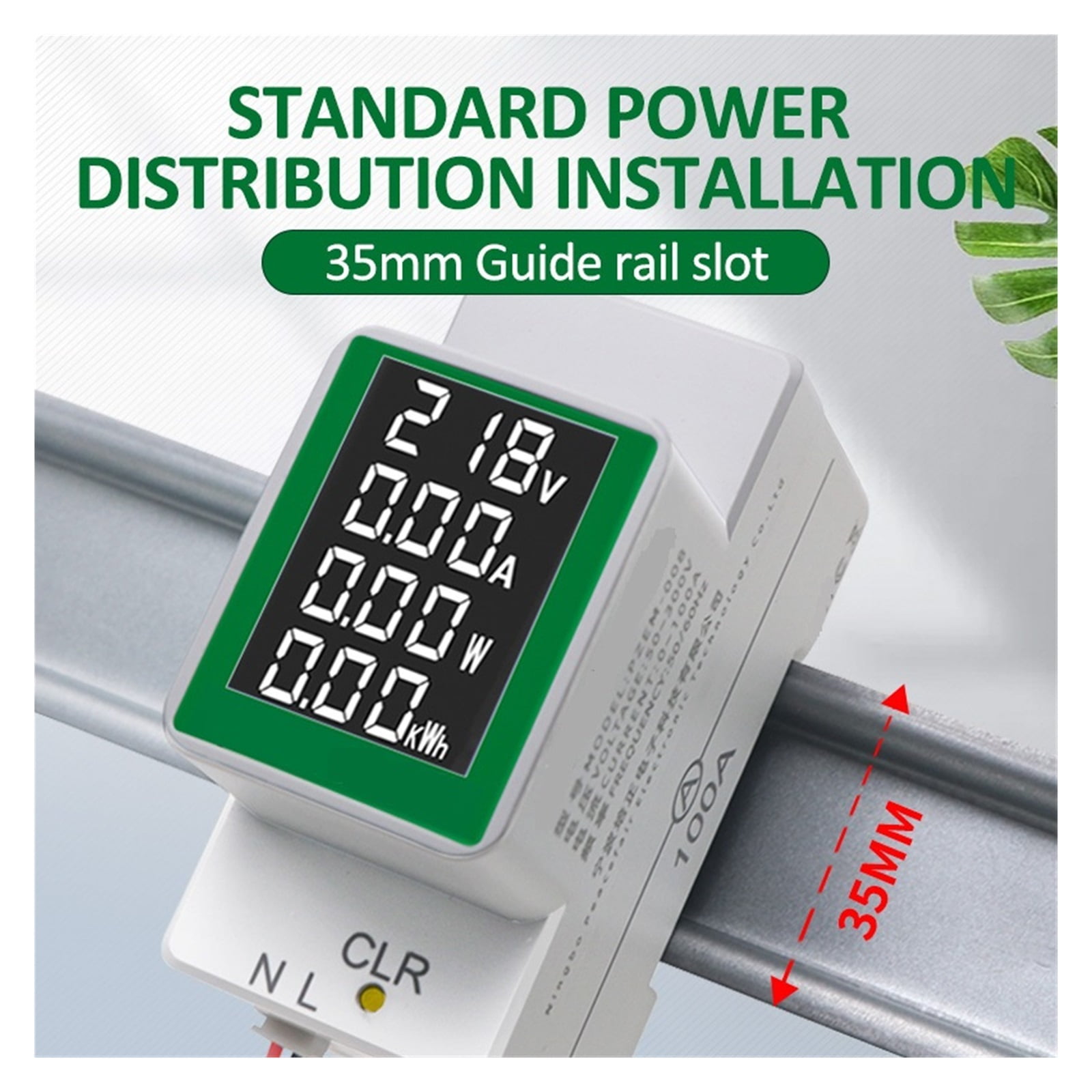 100A AC Din Rail Meter Digital Backlight Power Energy Voltmeter With LCD Display Watt Kwh Power Consumption Meter ,Overload Protection