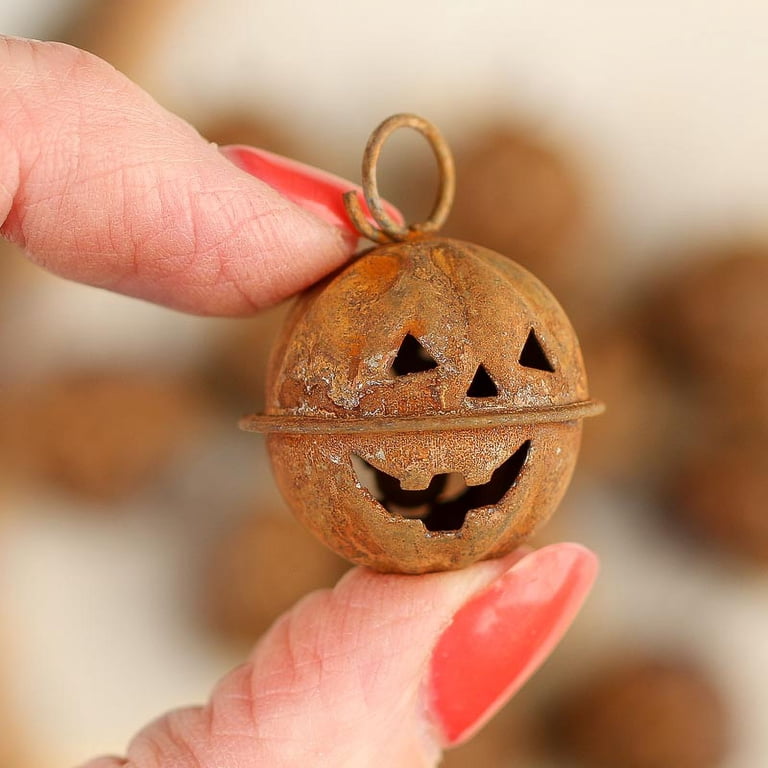Factory Direct Craft Rusty Tin Halloween Pumpkin Jingle Bells, Set