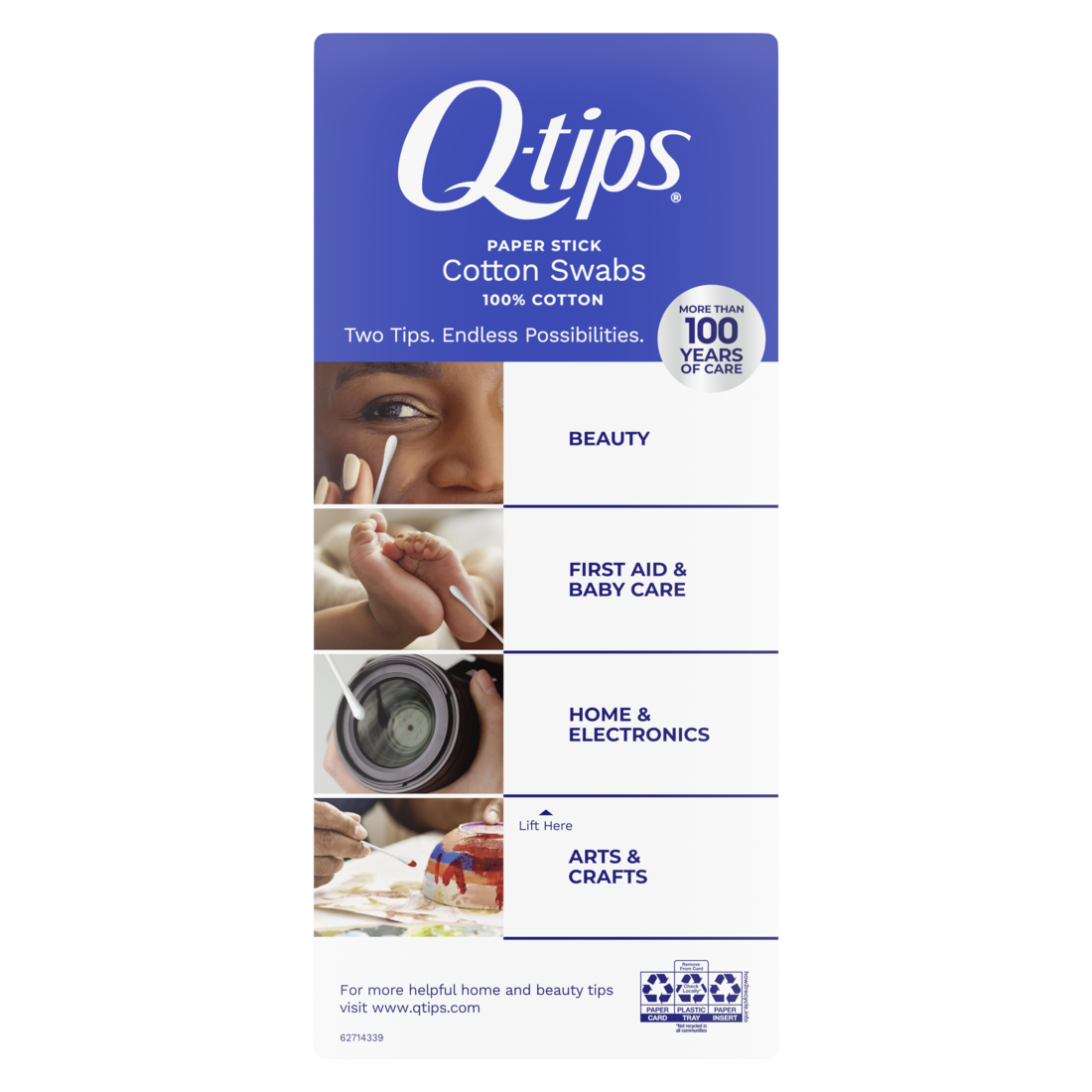 Q-tips Cotton Swabs Original for Hygiene and Beauty Care, Made with 100% Cotton 500 Count - image 2 of 8