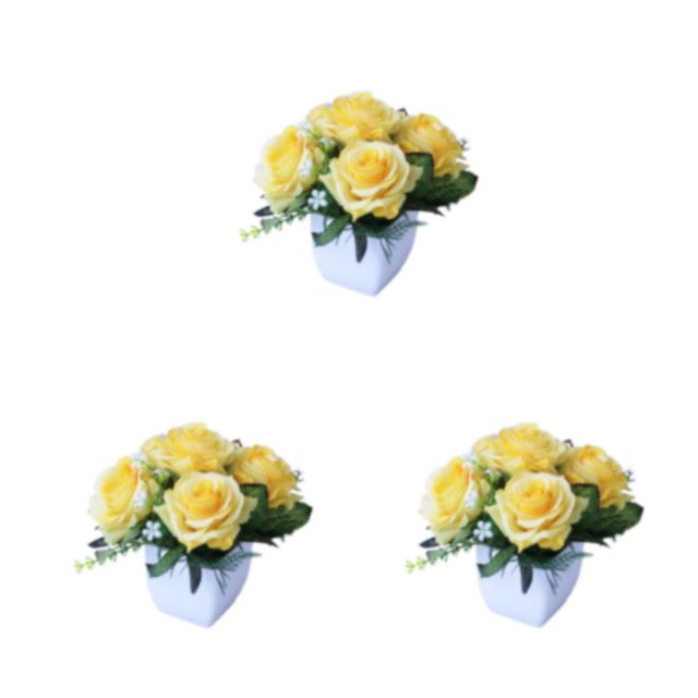 Baohd 1/2/3/5 Realistic Artificial Plant For Party Decor - Low Maintenance Wide Application Exquisite Crafted Potted Plant Flower Yellow 3PCS