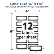 Avery Durable ID Labels, 3/4 x 1-3/4, Film, Permanent, Black Border, Laser/Inkjet, 60 Labels