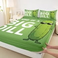 thumbnail image 3 of Manfei Kawaii Big Dill Queen Sheet Sets, Cute Cartoon Pickle Flat Sheet, Teens Kids Boys Girls Queen Fitted Sheet, Microfiber Bedroom Decor, 4 Pieces, 3 of 7