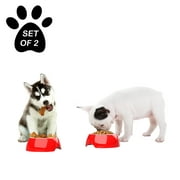 Angle View: Pet Bowls – Raised Stainless Steel Dish– Set of 2, 12 Fl Oz by PETMAKER (Red)