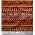 thumbnail image 1 of Soimoi Red Cotton Poplin Fabric Aztec Geometric Printed Fabric 1 Yard 42 Inch Wide, 1 of 3