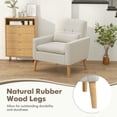 thumbnail image 6 of Resenkos Accent Chair with Lumbar Pillow Natural Rubber Wood Legs Padded Cushions-Beige, Modern Mid-Century Upholstered Living Room Chair, 6 of 6