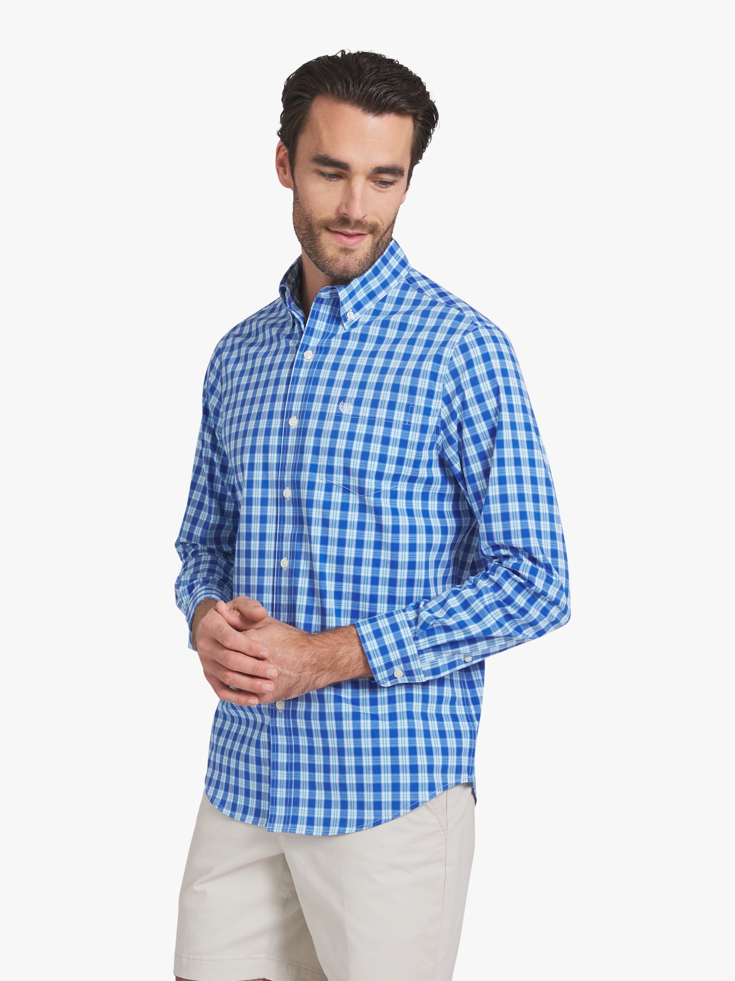 Chaps Men's & Big Men's Long Sleeve Easy Care Stretch Poplin Shirt, Sizes S-3XL