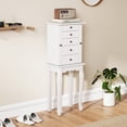 thumbnail image 2 of Gymax Mirrored Armoire Jewelry Cabinet Free Standing Organizer Storage Box Chest White, 2 of 9
