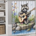 thumbnail image 3 of Raccoon Playing Guitar Western Shower Curtain Cloth Fabric Bathroom Decor Set with Hooks, 3 of 7